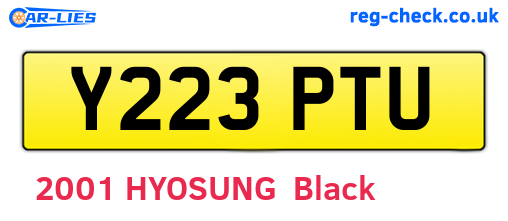 Y223PTU are the vehicle registration plates.