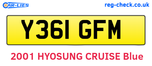 Y361GFM are the vehicle registration plates.