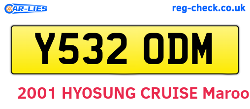 Y532ODM are the vehicle registration plates.