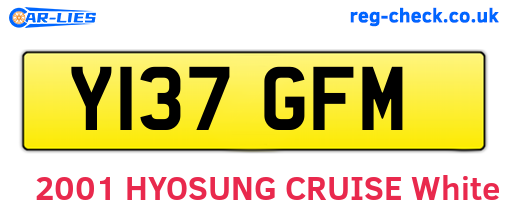Y137GFM are the vehicle registration plates.