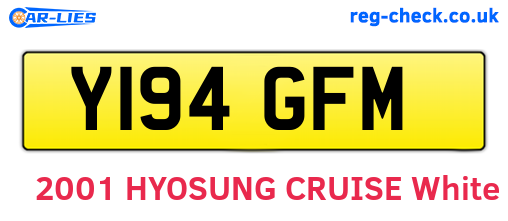 Y194GFM are the vehicle registration plates.