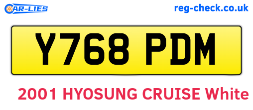 Y768PDM are the vehicle registration plates.