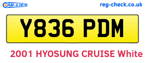 Y836PDM are the vehicle registration plates.