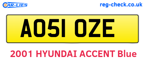 AO51OZE are the vehicle registration plates.