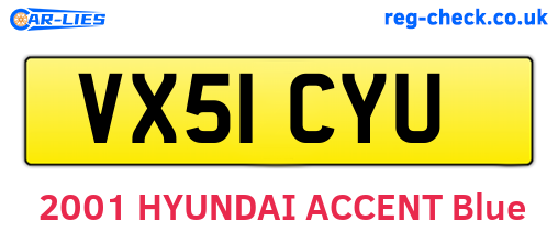 VX51CYU are the vehicle registration plates.