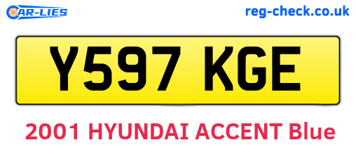 Y597KGE are the vehicle registration plates.