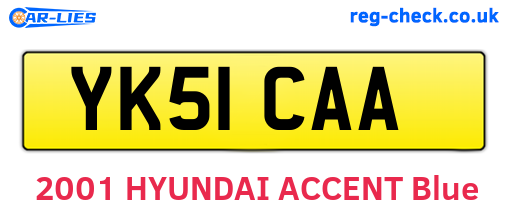 YK51CAA are the vehicle registration plates.