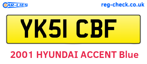 YK51CBF are the vehicle registration plates.