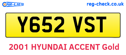 Y652VST are the vehicle registration plates.