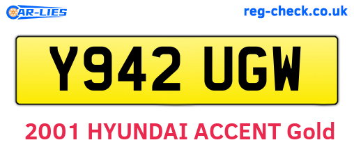 Y942UGW are the vehicle registration plates.