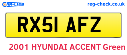 RX51AFZ are the vehicle registration plates.