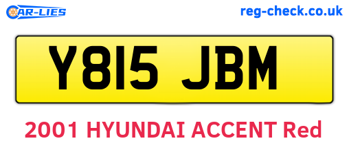 Y815JBM are the vehicle registration plates.