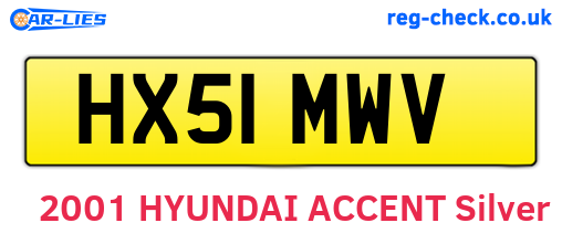 HX51MWV are the vehicle registration plates.