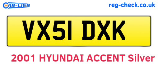 VX51DXK are the vehicle registration plates.
