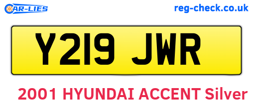 Y219JWR are the vehicle registration plates.