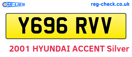 Y696RVV are the vehicle registration plates.
