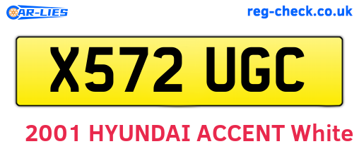 X572UGC are the vehicle registration plates.