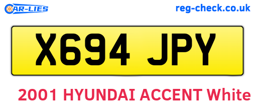 X694JPY are the vehicle registration plates.