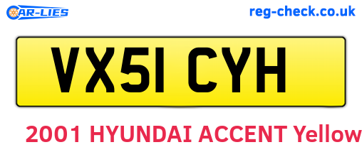 VX51CYH are the vehicle registration plates.