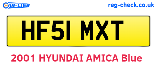 HF51MXT are the vehicle registration plates.