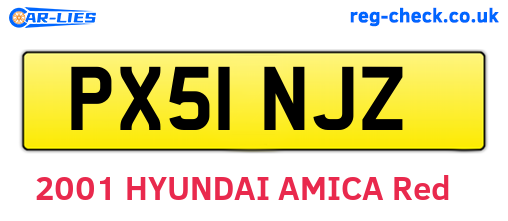 PX51NJZ are the vehicle registration plates.