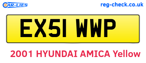 EX51WWP are the vehicle registration plates.