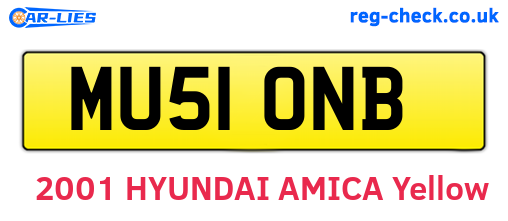 MU51ONB are the vehicle registration plates.