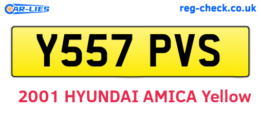 Y557PVS are the vehicle registration plates.