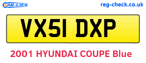 VX51DXP are the vehicle registration plates.