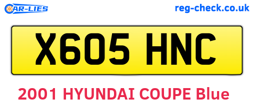 X605HNC are the vehicle registration plates.