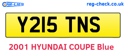 Y215TNS are the vehicle registration plates.