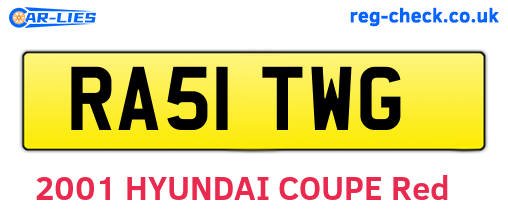 RA51TWG are the vehicle registration plates.