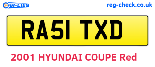 RA51TXD are the vehicle registration plates.