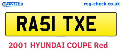 RA51TXE are the vehicle registration plates.