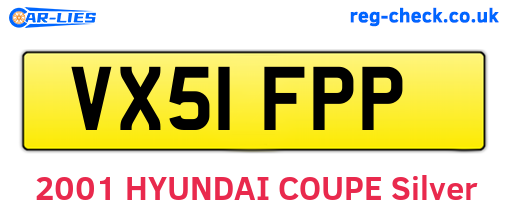 VX51FPP are the vehicle registration plates.