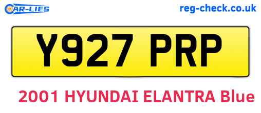 Y927PRP are the vehicle registration plates.