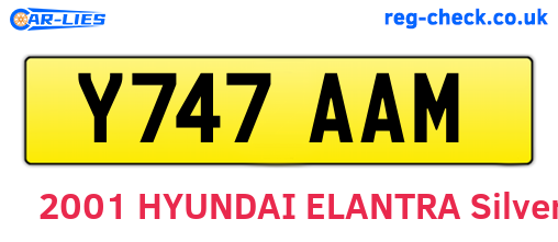 Y747AAM are the vehicle registration plates.