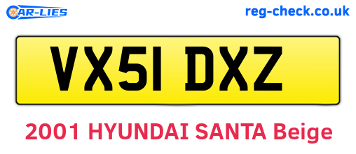 VX51DXZ are the vehicle registration plates.