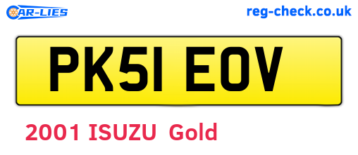 PK51EOV are the vehicle registration plates.