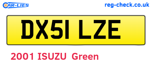 DX51LZE are the vehicle registration plates.