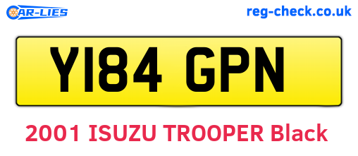 Y184GPN are the vehicle registration plates.