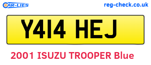 Y414HEJ are the vehicle registration plates.