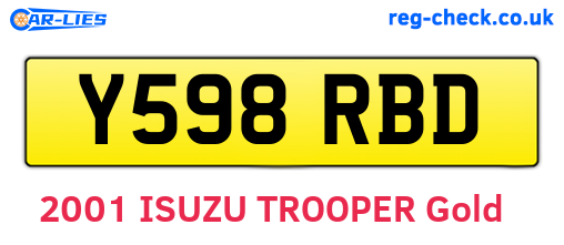 Y598RBD are the vehicle registration plates.