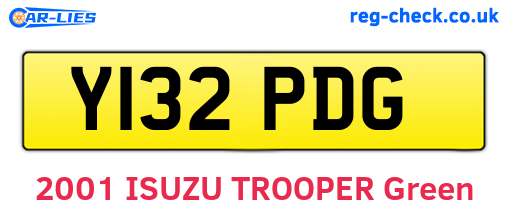 Y132PDG are the vehicle registration plates.