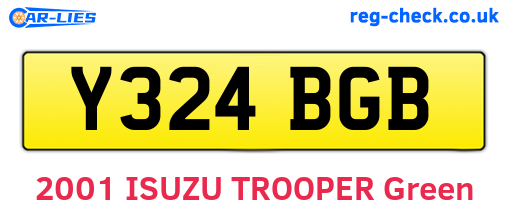 Y324BGB are the vehicle registration plates.