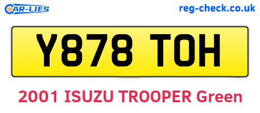 Y878TOH are the vehicle registration plates.