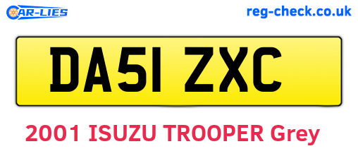 DA51ZXC are the vehicle registration plates.