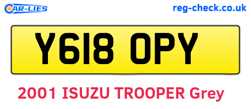 Y618OPY are the vehicle registration plates.