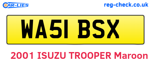 WA51BSX are the vehicle registration plates.