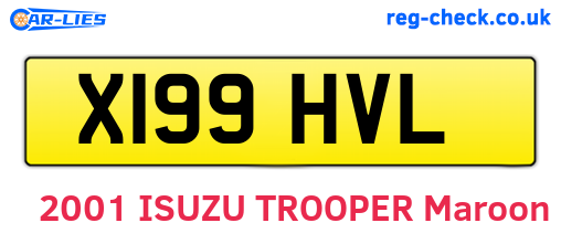 X199HVL are the vehicle registration plates.